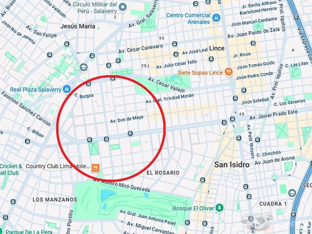 Alquiler San Isidro DOS DE MAYO - Oficina en Centro Comercial de 1 Ambiente - Área: 28m²