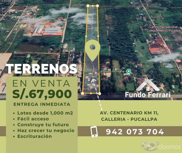 Terreno en Venta en Pucallpa - 1,000 m² en Zona de Alto Crecimiento | S/67,900