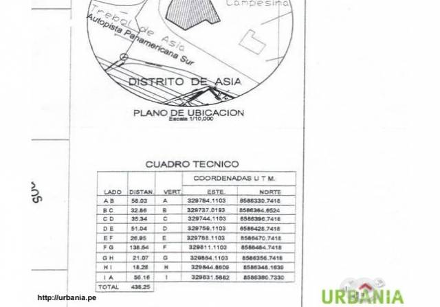 VENTA DE TERRENO EN ASIA